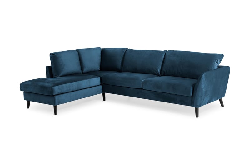 Trend 4-sits Vänstervänd L-formad Schäslongsoffa i Sammet - Blå - Möbler - Soffa - Divansoffor & schäslongsoffa