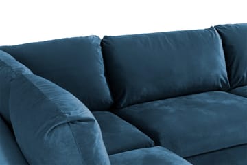 Trend 4-sits Vänstervänd L-formad Schäslongsoffa i Sammet - Blå - Möbler - Soffa - Divansoffor & schäslongsoffa
