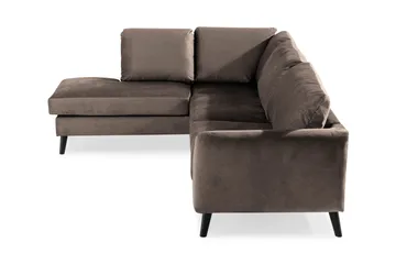 Trend 4-sits Vänstervänd L-formad Schäslongsoffa i Sammet - Brun - Möbler - Soffa - Divansoffor & schäslongsoffa