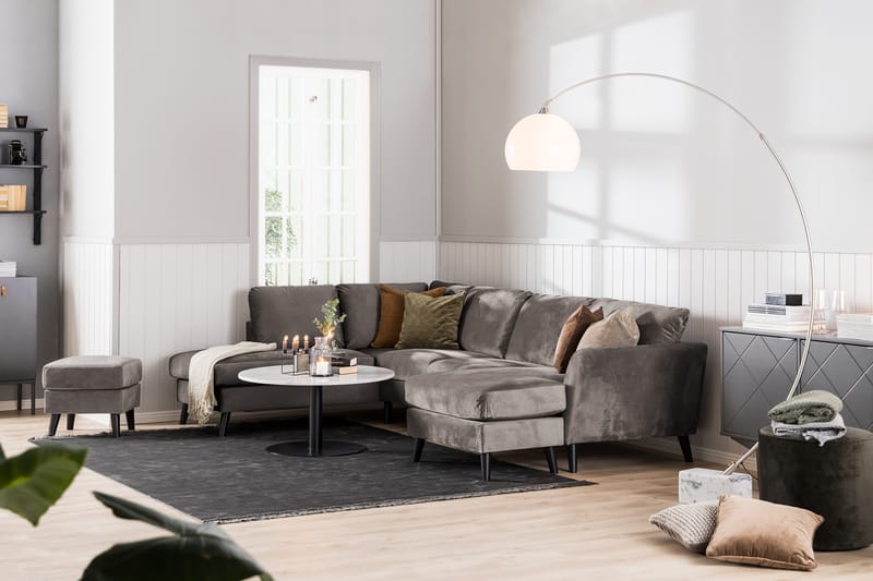 Trend 4-sits Vänstervänd L-formad Schäslongsoffa i Sammet - Brun - Möbler - Soffa - Divansoffor & schäslongsoffa
