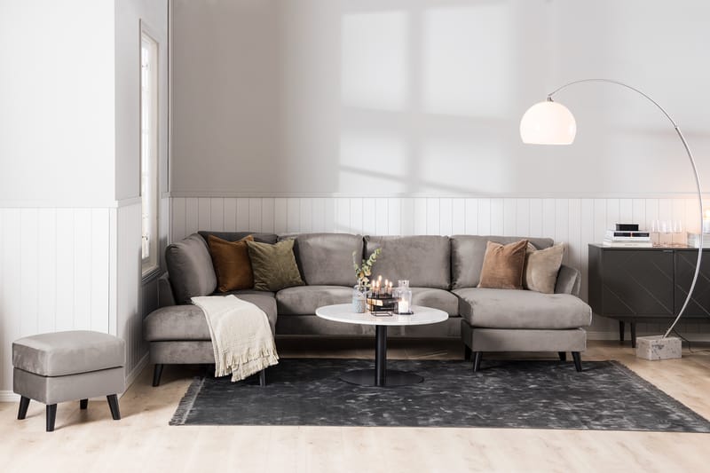Trend 4-sits Vänstervänd L-formad Schäslongsoffa i Sammet - Brun - Möbler - Soffa - Divansoffor & schäslongsoffa