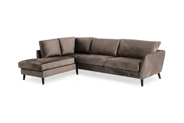 Trend 4-sits Vänstervänd L-formad Schäslongsoffa i Sammet - Brun - Möbler - Soffa - Divansoffor & schäslongsoffa