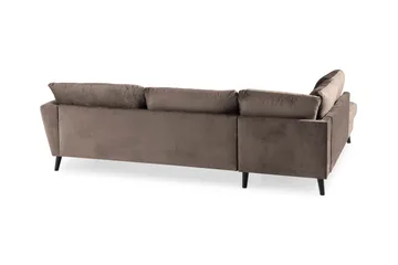 Trend 4-sits Vänstervänd L-formad Schäslongsoffa i Sammet - Brun - Möbler - Soffa - Divansoffor & schäslongsoffa