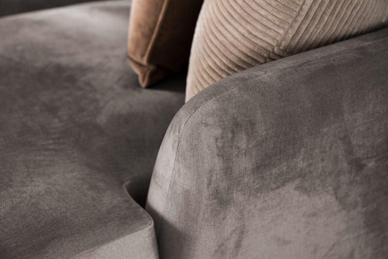 Trend 4-sits Vänstervänd L-formad Schäslongsoffa i Sammet - Brun - Möbler - Soffa - Divansoffor & schäslongsoffa