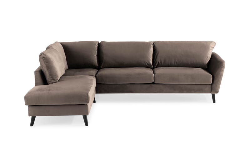 Trend 4-sits Vänstervänd L-formad Schäslongsoffa i Sammet - Brun - Möbler - Soffa - Divansoffor & schäslongsoffa