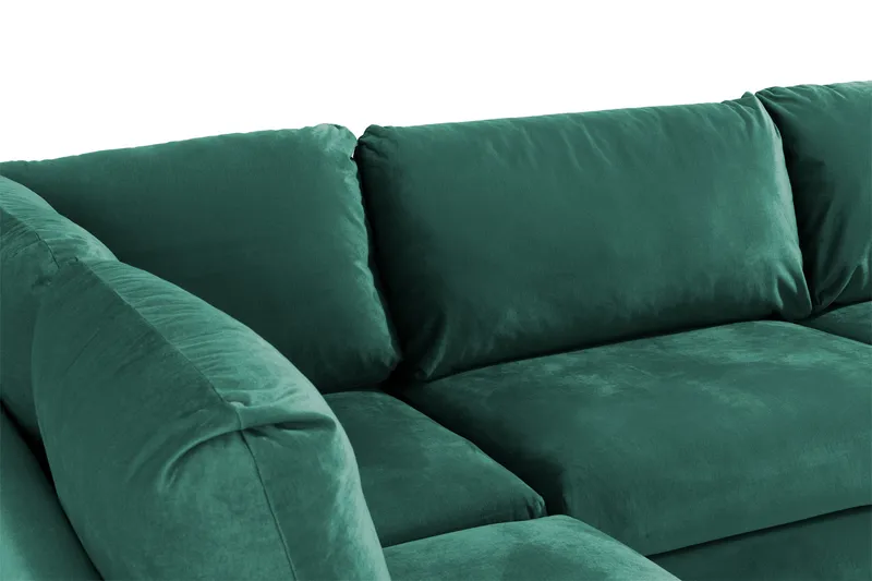 Trend 4-sits Vänstervänd L-formad Schäslongsoffa i Sammet - Grön - Möbler - Soffa - Divansoffor & schäslongsoffa