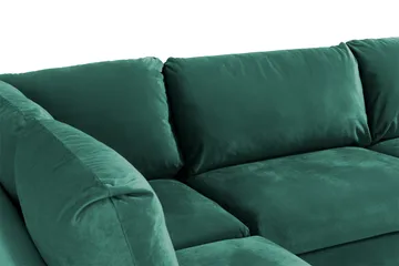 Trend 4-sits Vänstervänd L-formad Schäslongsoffa i Sammet - Grön - Möbler - Soffa - Divansoffor & schäslongsoffa