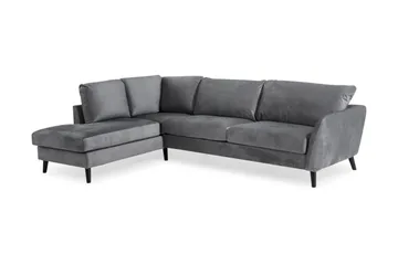 Trend 4-sits Vänstervänd L-formad Schäslongsoffa i Sammet - Ljusgrå - Möbler - Soffa - Divansoffor & schäslongsoffa