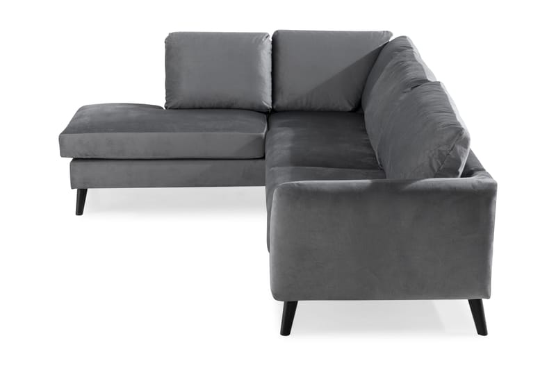 Trend 4-sits Vänstervänd L-formad Schäslongsoffa i Sammet - Ljusgrå - Möbler - Soffa - Divansoffor & schäslongsoffa