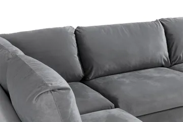 Trend 4-sits Vänstervänd L-formad Schäslongsoffa i Sammet - Ljusgrå - Möbler - Soffa - Divansoffor & schäslongsoffa