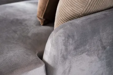 Trend 4-sits Vänstervänd L-formad Schäslongsoffa i Sammet - Ljusgrå - Möbler - Soffa - Divansoffor & schäslongsoffa