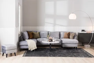 Trend 4-sits Vänstervänd L-formad Schäslongsoffa i Sammet - Ljusgrå - Möbler - Soffa - Divansoffor & schäslongsoffa