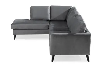 Trend 4-sits Vänstervänd L-formad Schäslongsoffa i Sammet - Ljusgrå - Möbler - Soffa - Divansoffor & schäslongsoffa