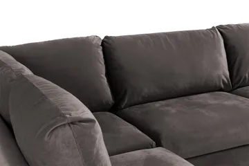 Trend 4-sits Vänstervänd L-formad Schäslongsoffa i Sammet - Mörkgrå - Möbler - Soffa - Divansoffor & schäslongsoffa