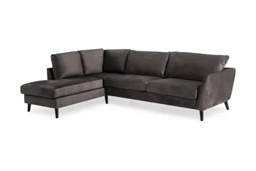 Trend 4-sits Vänstervänd L-formad Schäslongsoffa i Sammet - Mörkgrå - Möbler - Soffa - Divansoffor & schäslongsoffa