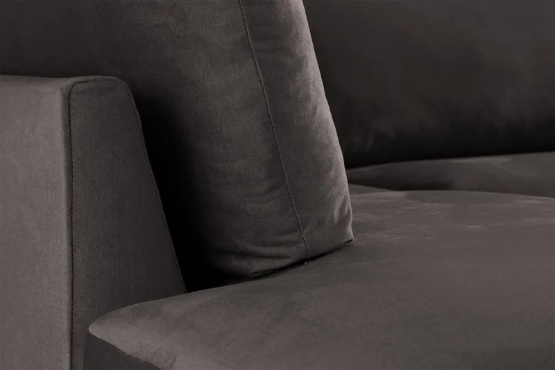 Trend 4-sits Vänstervänd L-formad Schäslongsoffa i Sammet - Mörkgrå - Möbler - Soffa - Divansoffor & schäslongsoffa