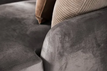 Trend 4-sits Vänstervänd L-formad Schäslongsoffa i Sammet - Mörkgrå - Möbler - Soffa - Divansoffor & schäslongsoffa
