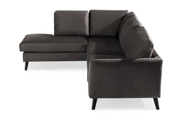 Trend 4-sits Vänstervänd L-formad Schäslongsoffa i Sammet - Mörkgrå - Möbler - Soffa - Divansoffor & schäslongsoffa