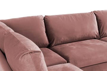Trend 4-sits Vänstervänd L-formad Schäslongsoffa i Sammet - Rosa - Möbler - Soffa - Divansoffor & schäslongsoffa