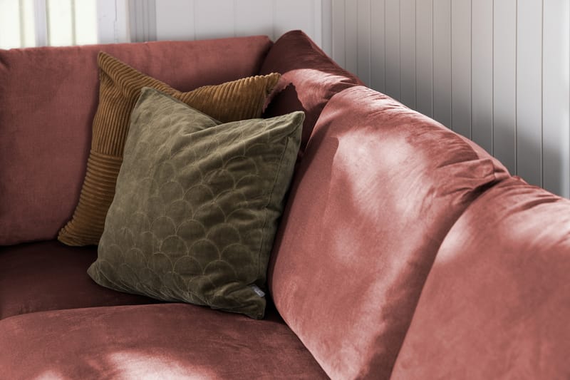 Trend 4-sits Vänstervänd L-formad Schäslongsoffa i Sammet - Rosa - Möbler - Soffa - Divansoffor & schäslongsoffa