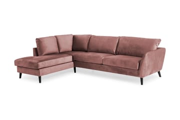 Trend 4-sits Vänstervänd L-formad Schäslongsoffa i Sammet - Rosa - Möbler - Soffa - Divansoffor & schäslongsoffa