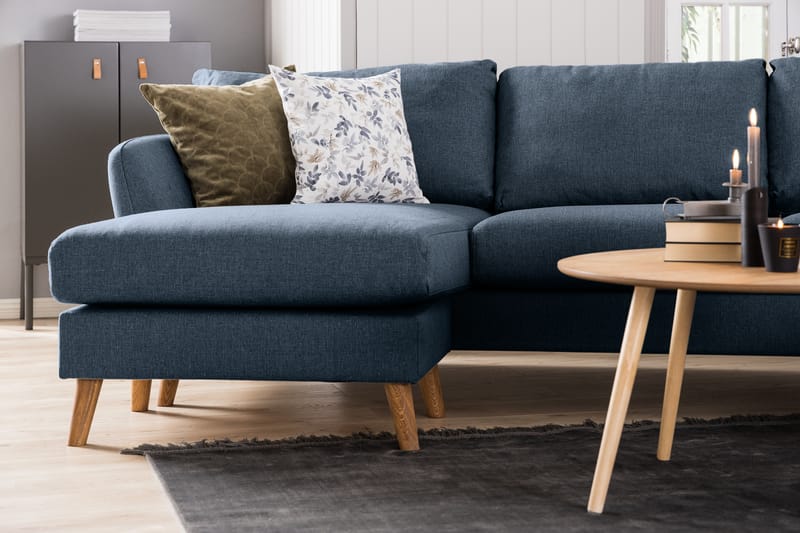 Trend 4-sits Vänstervänd L-formad Schäslongsoffa i Tyg - Blå - Möbler - Soffa - Divansoffor & schäslongsoffa