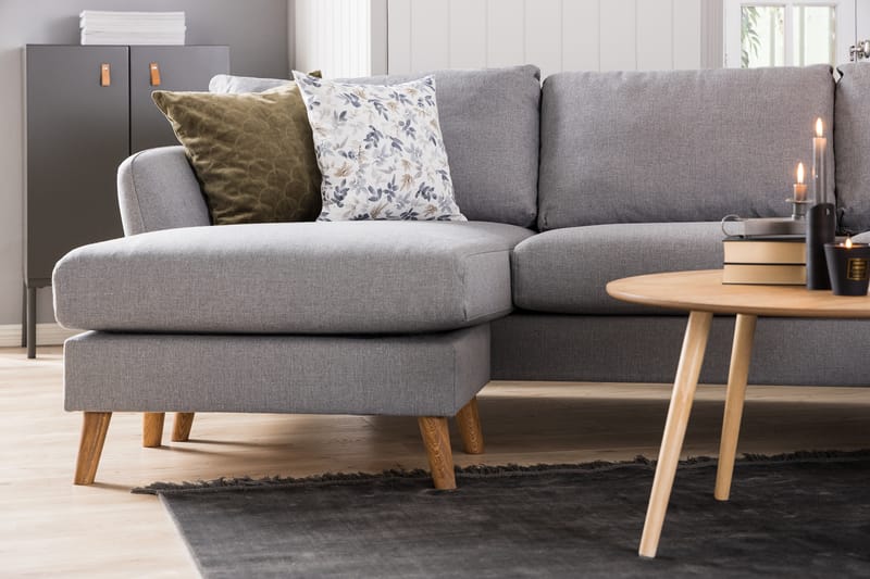 Trend 4-sits Vänstervänd L-formad Schäslongsoffa i Tyg - Grå - Möbler - Soffa - Divansoffor & schäslongsoffa