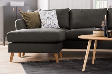 Trend 4-sits Vänstervänd L-formad Schäslongsoffa i Tyg - Svart - Möbler - Soffa - Divansoffor & schäslongsoffa