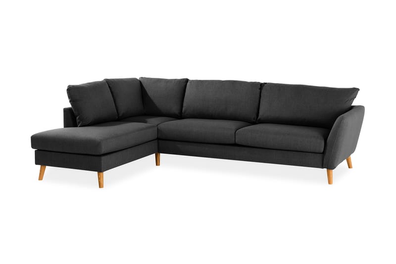 Trend 4-sits Vänstervänd L-formad Schäslongsoffa i Tyg - Svart - Möbler - Soffa - Divansoffor & schäslongsoffa