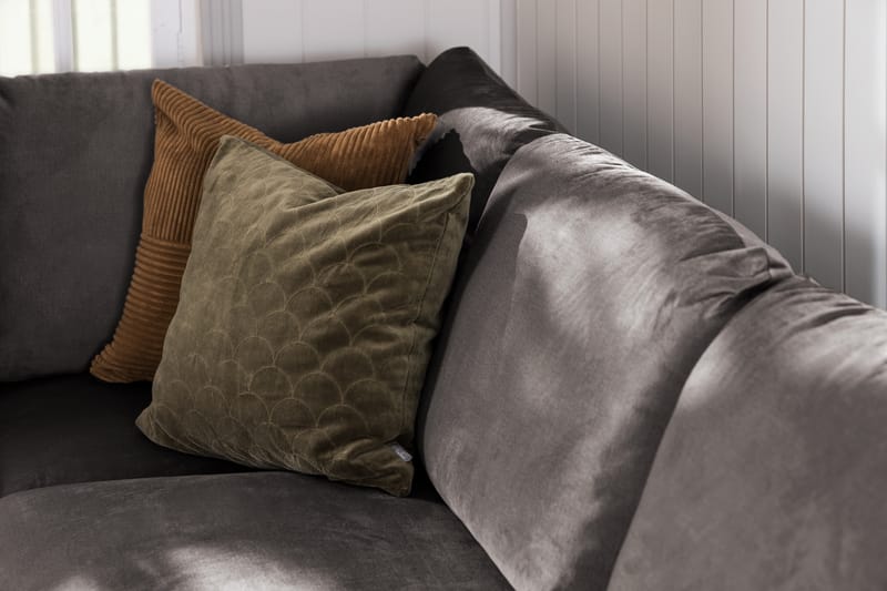 Trend 5-sits Högervänd L-formad Divansoffa i Sammet - Mörkgrå - Möbler - Soffa - Divansoffor & schäslongsoffa