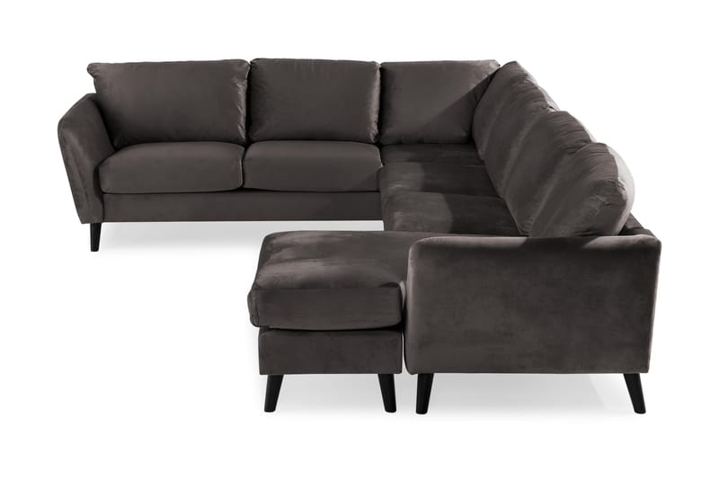 Trend 5-sits Högervänd L-formad Divansoffa i Sammet - Mörkgrå - Möbler - Soffa - Divansoffor & schäslongsoffa