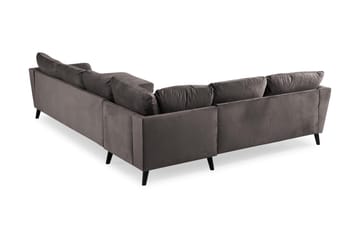 Trend 5-sits Högervänd L-formad Hörnsoffa med Divan i Sammet - Mörkgrå - Möbler - Soffa - Hörnsoffa - Hörnsoffa med divan