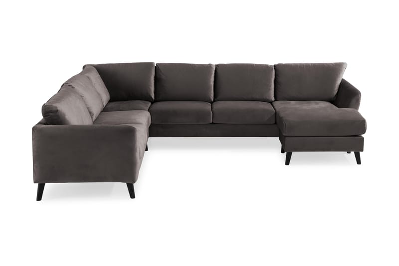 Trend 5-sits Högervänd L-formad Hörnsoffa med Divan i Sammet - Mörkgrå - Möbler - Soffa - Hörnsoffa - Hörnsoffa med divan