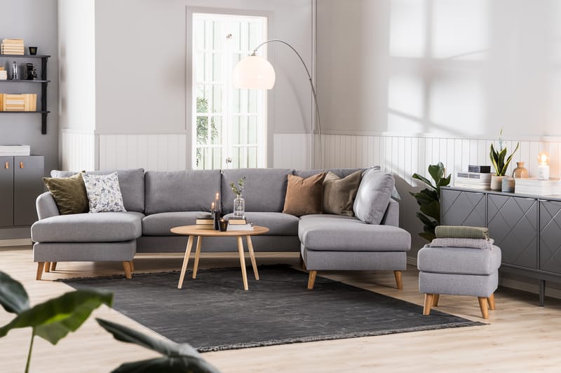 Trend 5-sits Vänstervänd U-formad Hörnsoffa med divan i Tyg - Grå - Möbler - Soffa - Divansoffor & schäslongsoffa