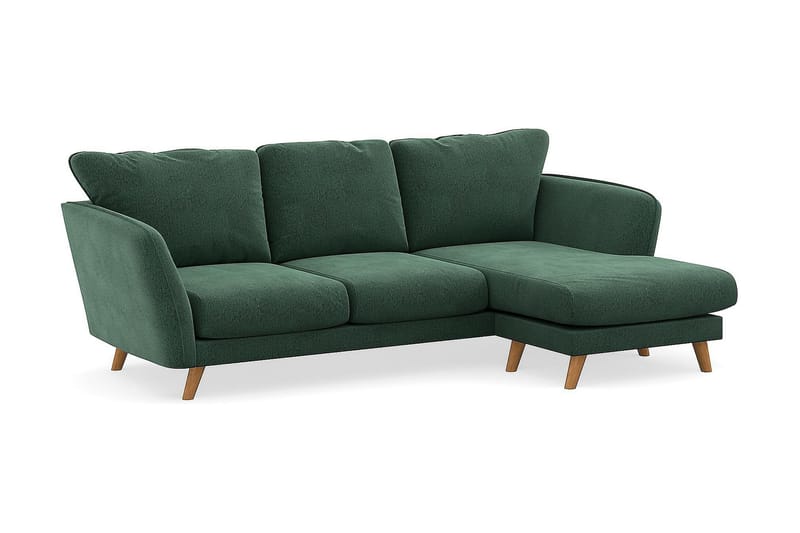 Trend Lyx 3-sits Divansoffa Höger - Grön Sammet - Divansoffor & schäslongsoffa - 4 sits soffa med divan
