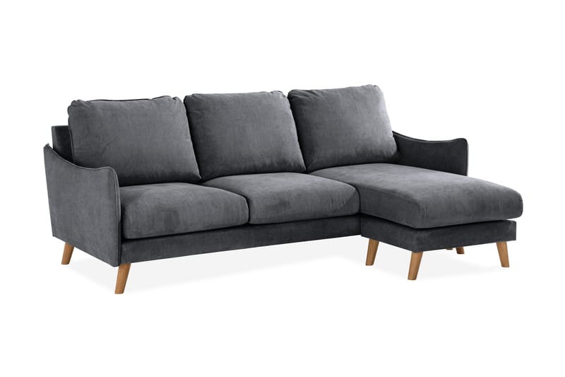 Trend Lyx 3-sits Divansoffa Höger - Mörkgrå/Ek - Möbler - Soffa - Divansoffor & schäslongsoffa - 4 sits soffa med divan
