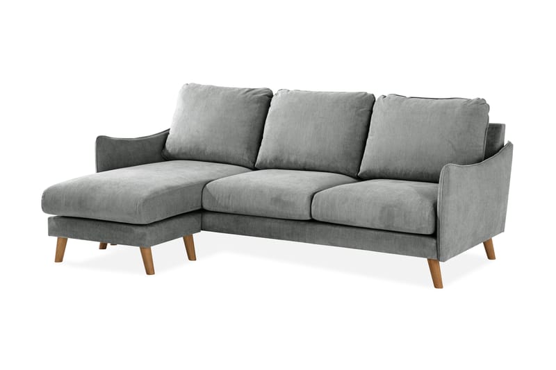 Trend Lyx 3-sits Divansoffa Vänster - Grå/Ek - Divansoffor & schäslongsoffa - 4 sits soffa med divan