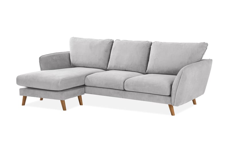 Trend Lyx 3-sits Divansoffa Vänster - Ljusgrå/Ek - Divansoffor & schäslongsoffa - 4 sits soffa med divan