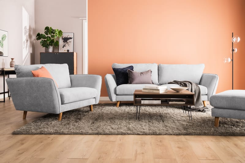 Trend Lyx 3-sits Divansoffa Vänster - Ljusgrå/Ek - Möbler - Soffa - Divansoffor & schäslongsoffa