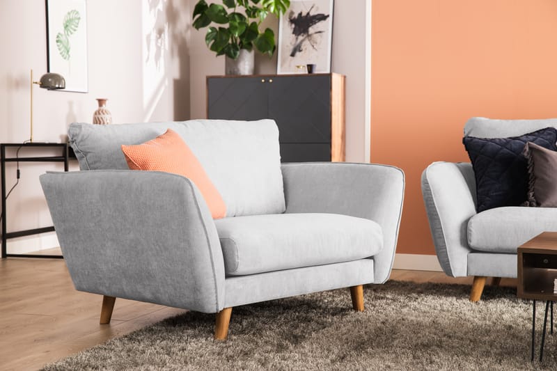 Trend Lyx 3-sits Divansoffa Vänster - Ljusgrå/Ek - Divansoffor & schäslongsoffa - 4 sits soffa med divan