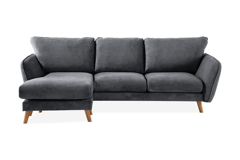 Trend Lyx 3-sits Divansoffa Vänster - Mörkgrå/Ek - Divansoffor & schäslongsoffa - 4 sits soffa med divan