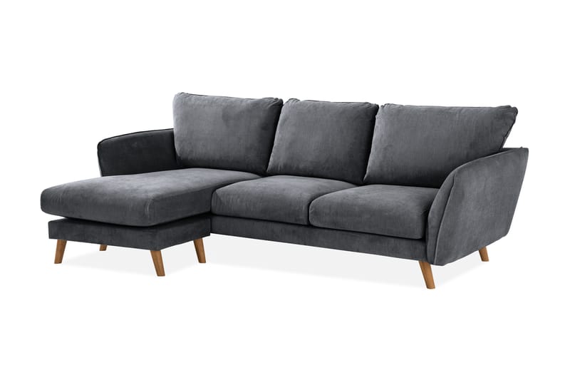 Trend Lyx 3-sits Divansoffa Vänster - Mörkgrå/Ek - Divansoffor & schäslongsoffa - 4 sits soffa med divan