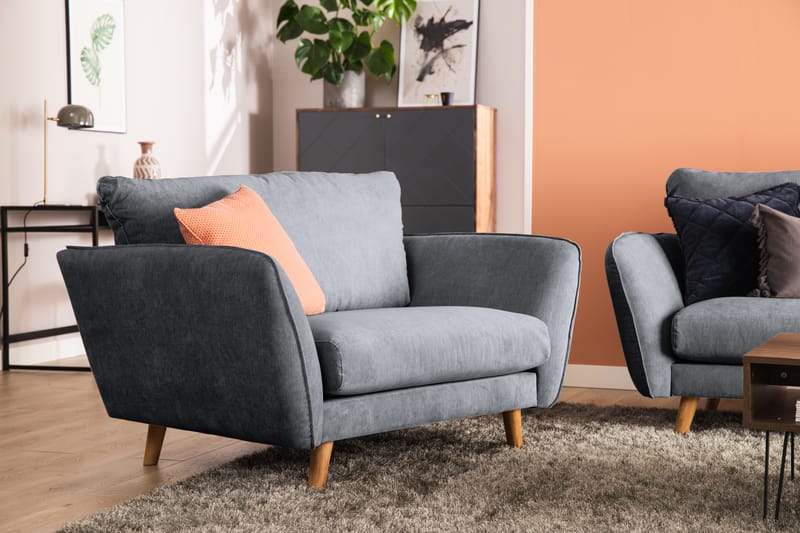 Trend Lyx 3-sits Divansoffa Vänster - Mörkgrå/Ek - Divansoffor & schäslongsoffa - 4 sits soffa med divan