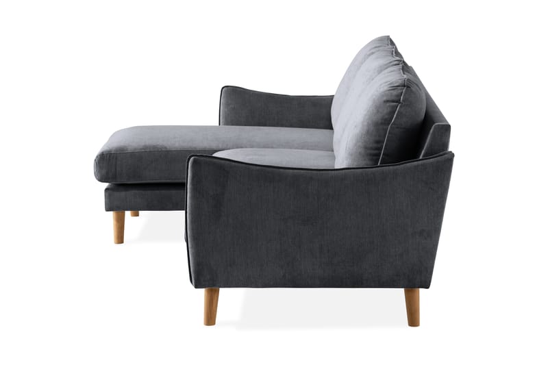 Trend Lyx 3-sits Divansoffa Vänster - Mörkgrå/Ek - Divansoffor & schäslongsoffa - 4 sits soffa med divan