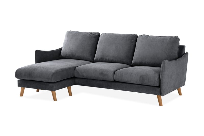 Trend Lyx 3-sits Divansoffa Vänster - Mörkgrå/Ek - Divansoffor & schäslongsoffa - 4 sits soffa med divan