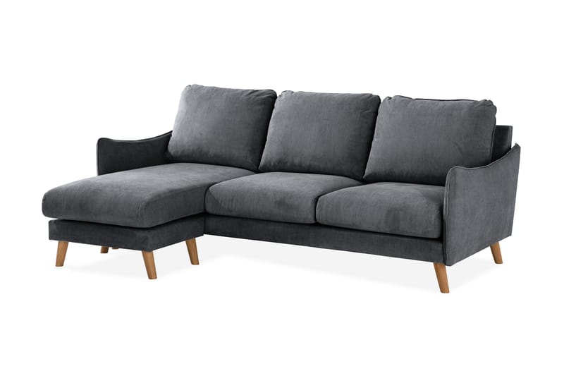 Trend Lyx 3-sits Divansoffa Vänster - Mörkgrå/Ek - Möbler - Soffa - Divansoffor & schäslongsoffa - 4 sits soffa med divan