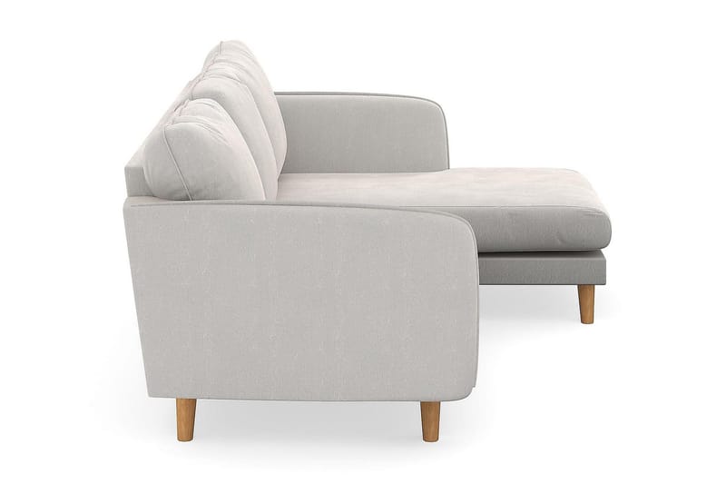 Trend Lyx 3-sits Högervänd L-formad Divansoffa i Sammet - Krämvit - Möbler - Soffa - Divansoffor & schäslongsoffa - 4 sits soffa med divan