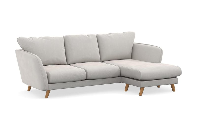 Trend Lyx 3-sits Högervänd L-formad Divansoffa i Sammet - Krämvit - Möbler - Soffa - Divansoffor & schäslongsoffa - 4 sits soffa med divan