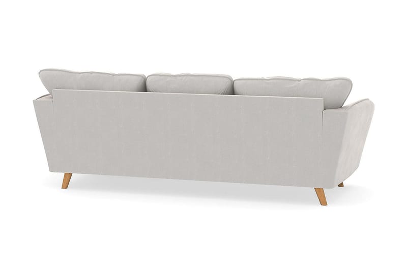 Trend Lyx 3-sits Högervänd L-formad Divansoffa i Sammet - Krämvit - Möbler - Soffa - Divansoffor & schäslongsoffa - 4 sits soffa med divan