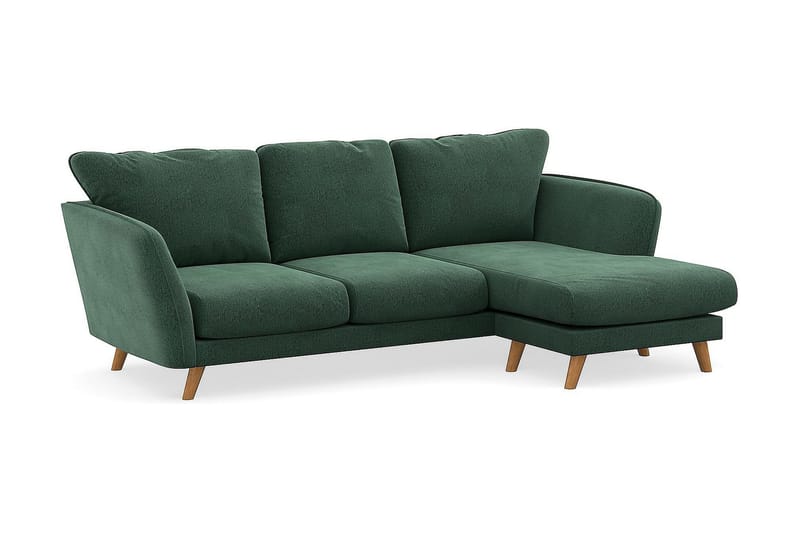 Trend Lyx 3-sits Högervänd L-formad Divansoffa i Sammet - Mörkgrön - Möbler - Soffa - Divansoffor & schäslongsoffa - 4 sits soffa med divan